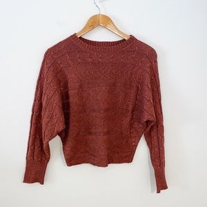 SHEIN Rust Knit Sweater With Bat Wing Sleeves Size Small NWOT